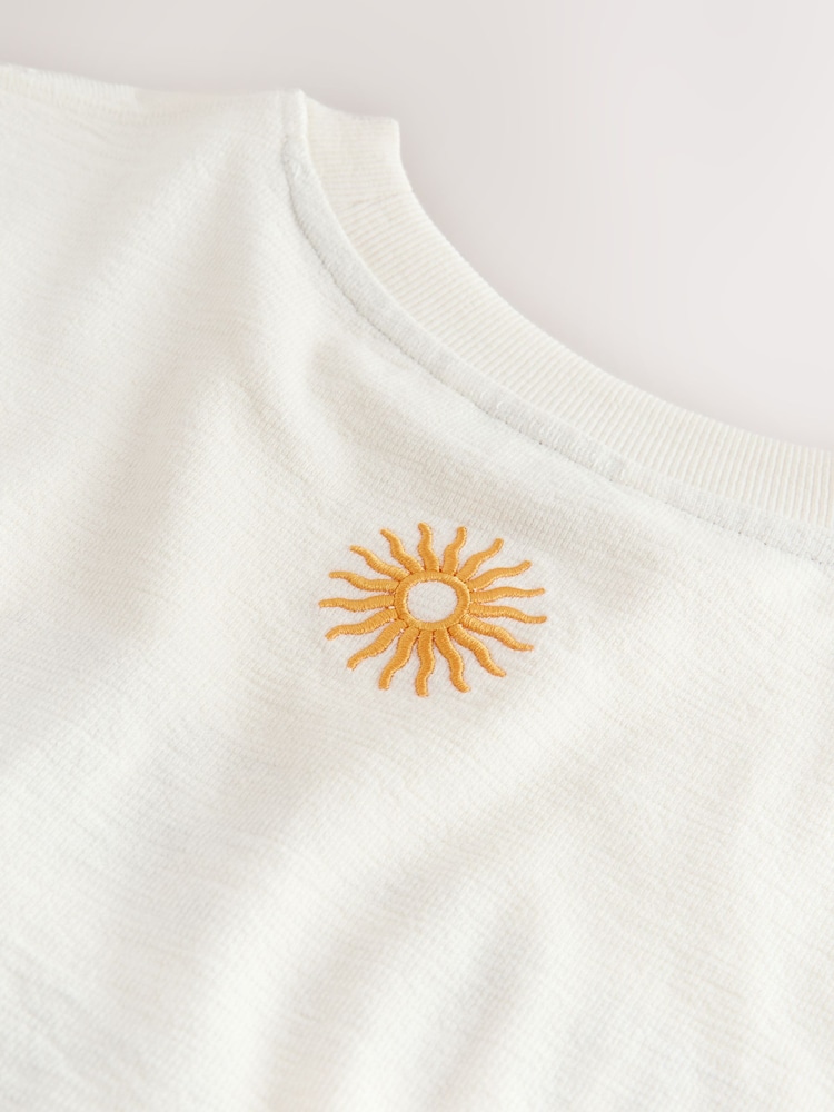 Ecru Summer Graphic Ecru Embroidered Boxy T-Shirt - Image 13 of 13