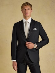 Joules Black Slim Fit Tuxedo Suit Jacket - Image 1 of 7