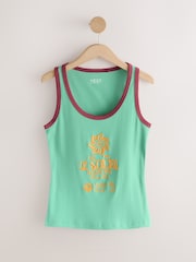Teal Blue Ribbed Thick Strap Embroided Vest - Image 1 of 3