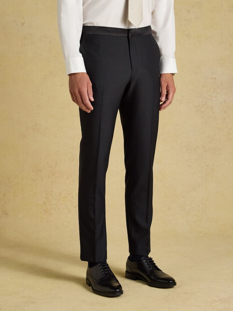 Joules Black Slim Fit Tuxedo Suit Trousers - Image 1 of 8