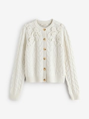 Laura Ashley Cream 3D Floral Cable Cardigan - Image 5 of 8