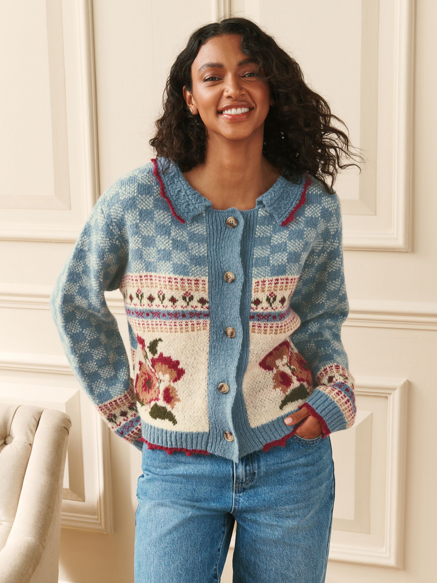 Buy Laura Ashley Blue Homespun Floral Cardigan from the Next UK