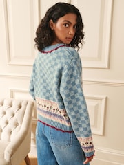 Laura Ashley Blue Homespun Floral Cardigan - Image 3 of 7