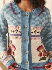 Laura Ashley Blue Homespun Floral Cardigan - Image 4 of 7