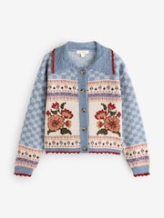 Laura Ashley Blue Homespun Floral Cardigan - Image 5 of 7