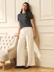 Laura Ashley Grey Short Sleeve Cashmere Knit Top - Image 3 of 8