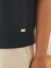 Laura Ashley Grey Short Sleeve Cashmere Knit Top - Image 4 of 8