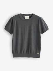 Laura Ashley Grey Short Sleeve Cashmere Knit Top - Image 5 of 8