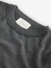 Laura Ashley Grey Short Sleeve Cashmere Knit Top - Image 6 of 8