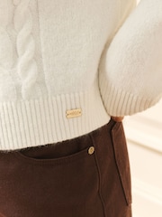 Laura Ashley Cream Cable Knit Cardigan - Image 4 of 4
