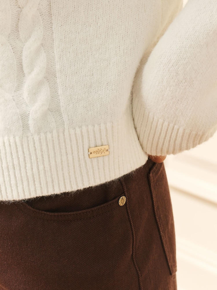 Laura Ashley Cream Cable Knit Cardigan - Image 4 of 4