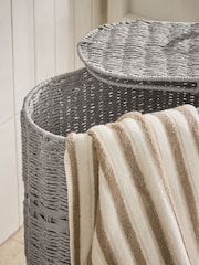 Grey Woven Slimline Laundry Hamper - Image 2 of 4
