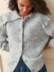 Laura Ashley קרדיגן סרוג עם צווארון מלמלה - תמונה 1 מתוך 9