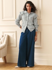 Laura Ashley קרדיגן סרוג עם צווארון מלמלה - תמונה 2 מתוך 9