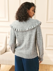 Laura Ashley קרדיגן סרוג עם צווארון מלמלה - תמונה 4 מתוך 9