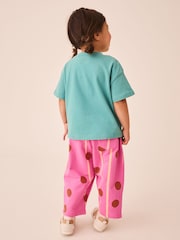 綠色貓咪 - Short Sleeve T-Shirt and Barrel Trousers Set (3mths-7yrs) - 圖片 2/8