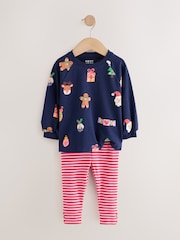 Navy Christmas Long Sleeve Ribbed Raglan Top and Leggings Set (3mths-7yrs) - Image 6 of 9