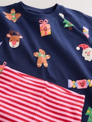 Navy Christmas Long Sleeve Ribbed Raglan Top and Leggings Set (3mths-7yrs) - Image 9 of 9