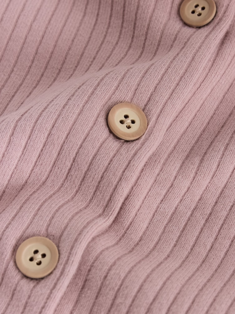 Pink Ribbed Raglan Cardigan and Wide Leg Trousers Set (3mths-7yrs) - Image 10 of 10 Pink Ribbed Raglan Cardigan and Wide Leg Trousers Set (3mths-7yrs) - Image 10 of 10