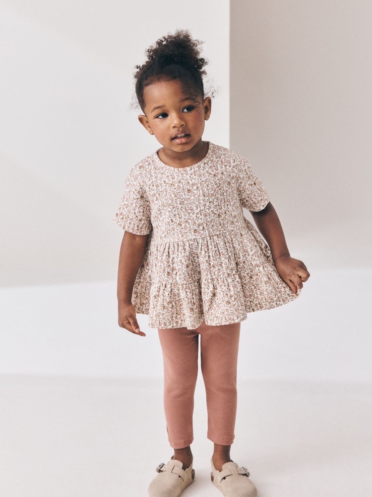 Neutral Peplum Top and Leggings Set (3mths-7yrs) - Image 1 of 3