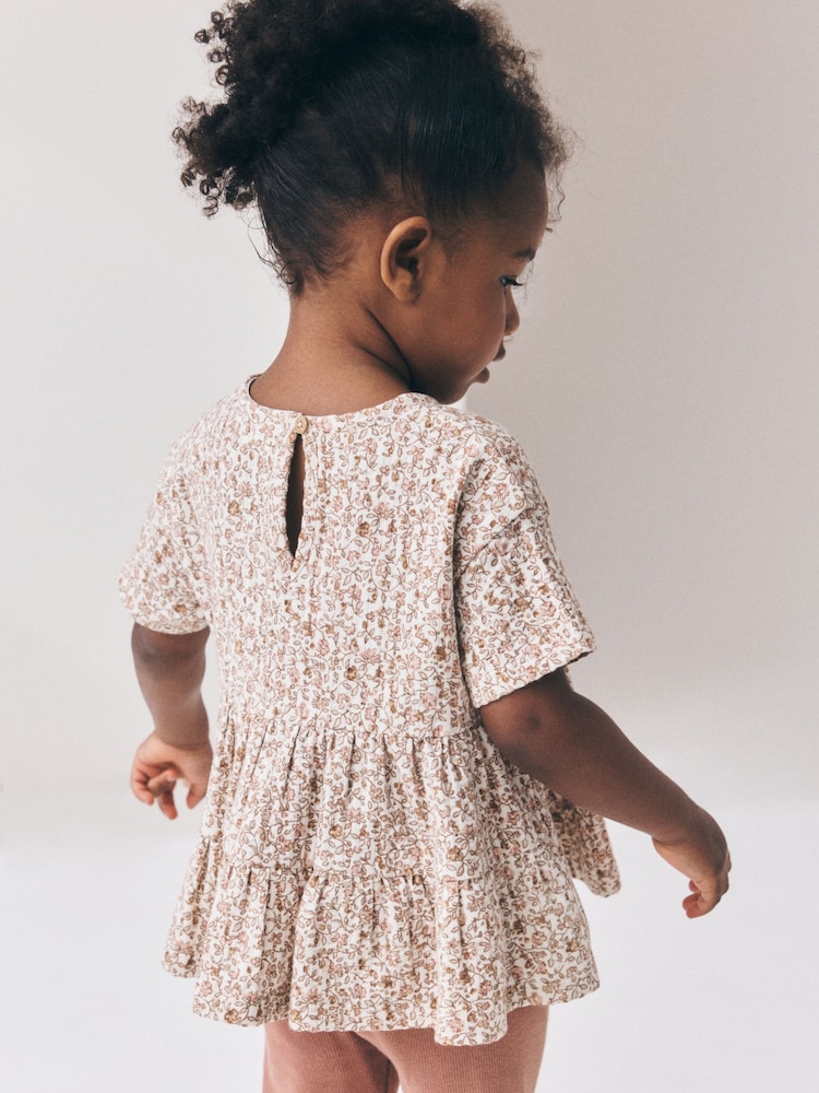 Neutral Peplum Top and Leggings Set (3mths-7yrs) - Image 2 of 3