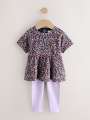 Navy Floral Top and Legging Set (3mths-7yrs) - Image 5 of 9