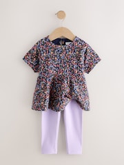 Navy Floral Top and Legging Set (3mths-7yrs) - Image 6 of 9