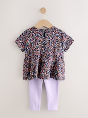 Navy Floral Top and Legging Set (3mths-7yrs) - Image 7 of 9