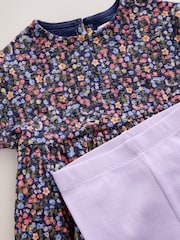 Navy Floral Top and Legging Set (3mths-7yrs) - Image 8 of 9