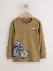 Navy/Tan/Stone Vehicles Graphic Long Sleeve Relaxed Fit T-Shirts 3 Pack (3-16yrs) - Image 2 of 9