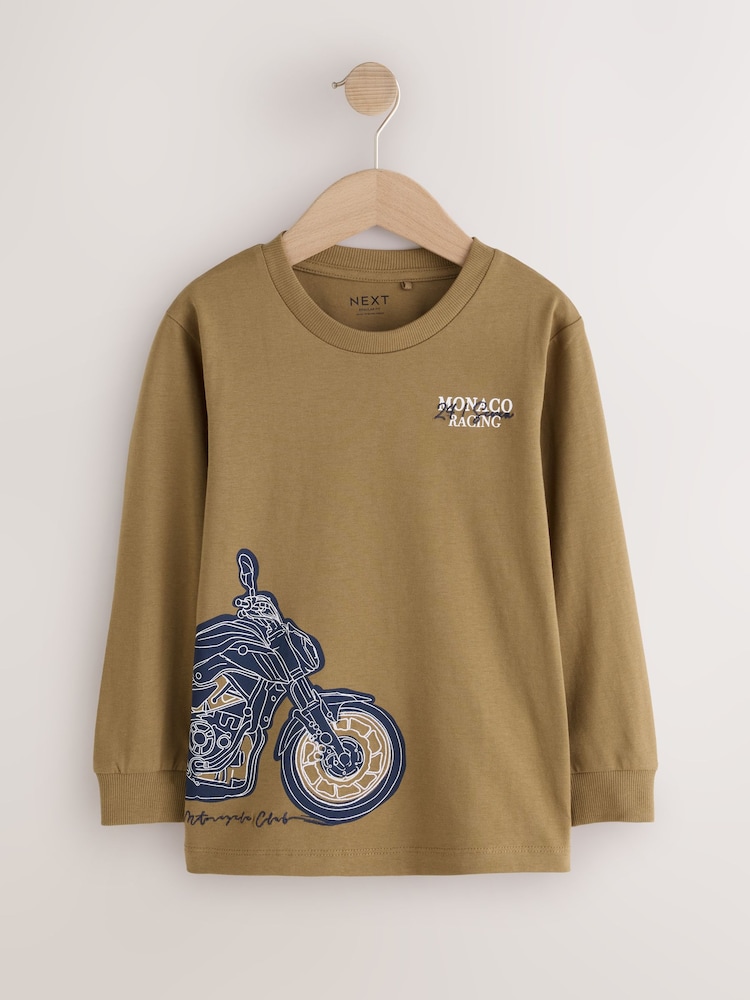 Navy/Tan/Stone Vehicles Graphic Long Sleeve Relaxed Fit T-Shirts 3 Pack (3-16yrs) - Image 2 of 9 Navy/Tan/Stone Vehicles Graphic Long Sleeve Relaxed Fit T-Shirts 3 Pack (3-16yrs) - Image 2 of 9
