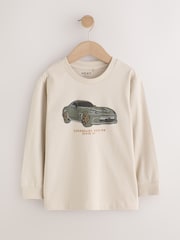 Navy/Tan/Stone Vehicles Graphic Long Sleeve Relaxed Fit T-Shirts 3 Pack (3-16yrs) - Image 3 of 9