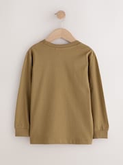 Navy/Tan/Stone Vehicles Graphic Long Sleeve Relaxed Fit T-Shirts 3 Pack (3-16yrs) - Image 5 of 9