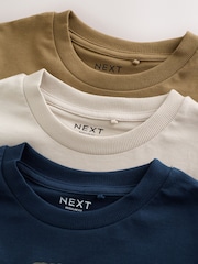 Navy/Tan/Stone Vehicles Graphic Long Sleeve Relaxed Fit T-Shirts 3 Pack (3-16yrs) - Image 6 of 9