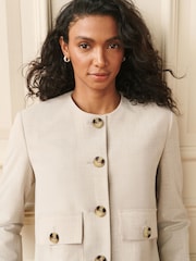 Laura Ashley Cream Collarless Cropped Blazer - Image 2 of 2