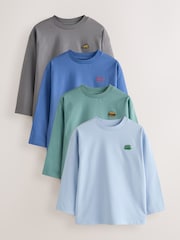 Nourriture bleue/verte/anthracite - T-shirts décontractés à manches longues Lot de 4 (3-16ans) - Image 1 de 8