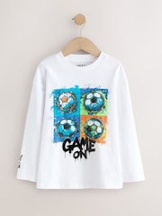 Black/Grey/White Graphic Long Sleeve Relaxed Fit T-Shirts 3 Pack (3-16yrs) - Image 2 of 8