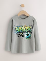 Black/Grey/White Graphic Long Sleeve Relaxed Fit T-Shirts 3 Pack (3-16yrs) - Image 4 of 8