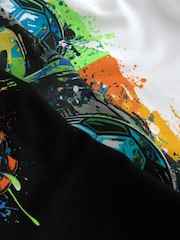 Black/Grey/White Graphic Long Sleeve Relaxed Fit T-Shirts 3 Pack (3-16yrs) - Image 6 of 8