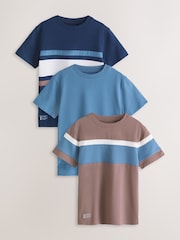 Mink/Blue/Navy - Short Sleeve Colourblock T-Shirts (3-16yrs) - រូបភាព 1 នៃ 7