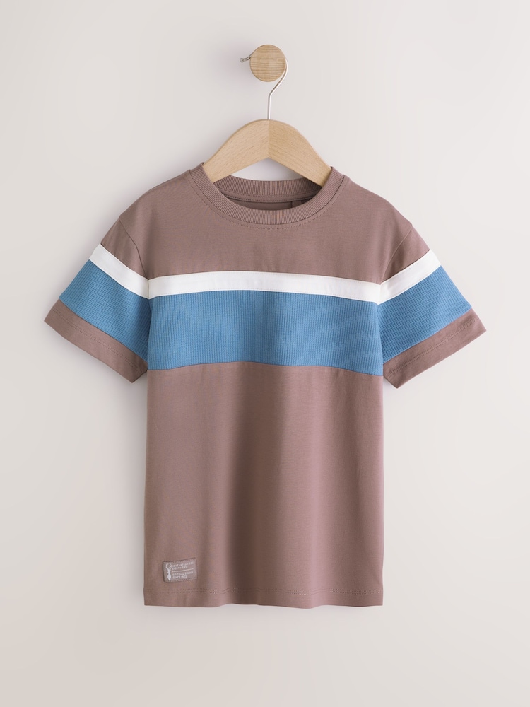 Mink/Blue/Navy - Short Sleeve Colourblock T-Shirts (3-16yrs) - រូបភាព 2 នៃ 7