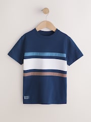 Mink/Blue/Navy - Short Sleeve Colourblock T-Shirts (3-16yrs) - រូបភាព 4 នៃ 7