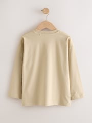 Stone/Khaki/Charcoal Graphic Long Sleeve Relaxed Fit T-Shirts 3 Pack (3-16yrs) - Image 3 of 7