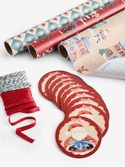 Set of 3 Red and Green Classic Santa Christmas Wrapping Paper Set of 3, 3m Gift Tags and Ribbons Set - Image 3 of 4