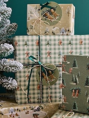 Set of 3 Green and Natural Gingerbread Christmas Wrapping Paper Set of 3, 3m Gift Tags and Ribbons Set - Image 2 of 4