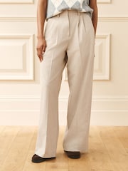 Laura Ashley Cream Wide Leg Tailored Trousers - Image 2 of 6