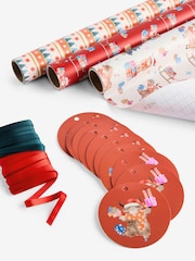 Set of 3 Red Hamish the Highland Cow Christmas Wrapping Paper Set of 3, 3m Gift Tags and Ribbons Set - Image 2 of 4