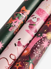 Set of 3 Pink Bow Ho Ho Christmas Wrapping Paper Set of 3, 3m Gift Tags and Ribbons Set - Image 3 of 3