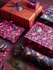 Set of 3 Pink and Blue Peacock Christmas Wrapping Paper Set of 3, 3m Gift Tags and Ribbons Set - Image 1 of 4