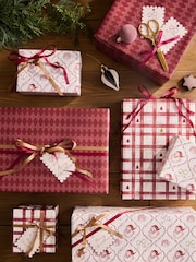 Set of 3 Red Holiday Cheer Christmas Wrapping Paper Set of 3, 3m Gift Tags and Ribbons Set - Image 1 of 4